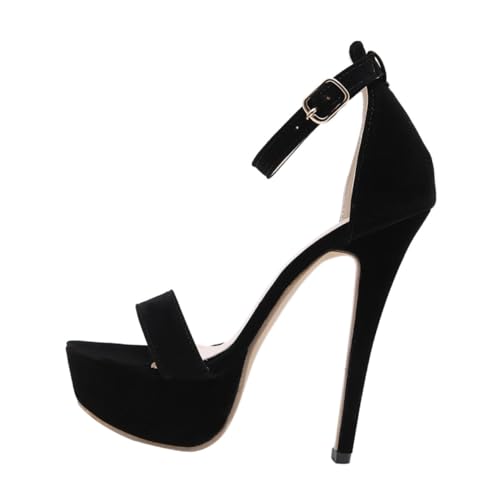 LIGIGWASH Schwarze Damen Sandalen mit Hohem Absatz Wasserdichtes Obermaterial Feine Verarbeitung Rutschfeste Sohle Bequeme Atmungsaktive Innensohle für Sommer und Besondere Anlässe von LIGIGWASH