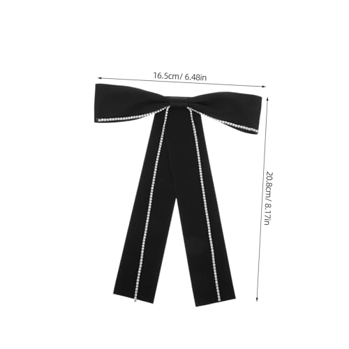 LIGIGWASH Schwarze Schleifenbrosche aus Stoff Vorgebunden Modische Anstecknadel für Damenhemden Vielseitiges Kleidungszubehör für Blusen Kleider und Jacken Feine Handarbeit von LIGIGWASH