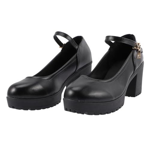 LIGIGWASH Shallow Mouthed High Heels Damen Rund Zehenpartie PU Pumps Schwarz rutschfeste Gummisohle Für Party Arbeit Festliche Anlässe von LIGIGWASH