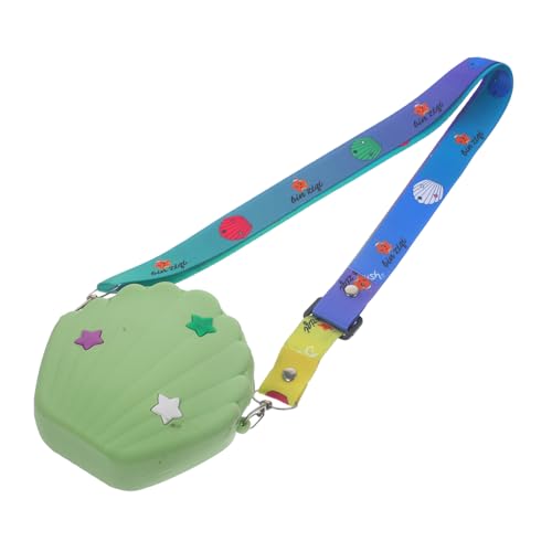LIGIGWASH Shell Shape Crossbody Bag mit Reißverschluss Mittelgroße Umhängetasche in Leuchtendem Grün Dekorative Muschelform Multifunktionale Geldbörse für Münzen Schlüssel und Alltag von LIGIGWASH
