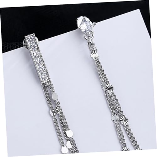 LIGIGWASH Silber Ohrstecker Damen Asymmetrische Lange Ohrkette mit Quaste Elegant Modische Ohrhänger für Alltag und von LIGIGWASH