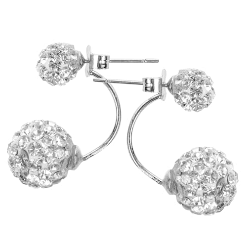 LIGIGWASH Silber Ohrstecker Damen mit Funkelnden Strasssteinen Doppelkugel Design Langlebiger Schmuck für Alltag Business für Frauen und Mädchen von LIGIGWASH