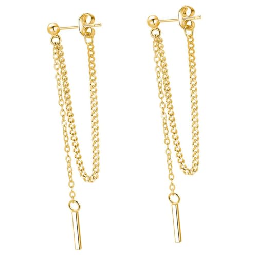 LIGIGWASH Silber Ohrstecker mit Kette Minimalistische Lange Dangle Ohrringe für Damen und Mädchen Eleganter Schmuck für Alltag und Besondere Anlässe Leicht und Komfortabel zu Tragen von LIGIGWASH
