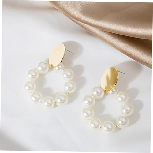 LIGIGWASH Silber Ohrstecker mit Perlen Statement Creolen für Damen Ausgefallene Party Ohrhänger Stilvolle Runde Ohrringe für Alltag und Besondere Anlässe von LIGIGWASH