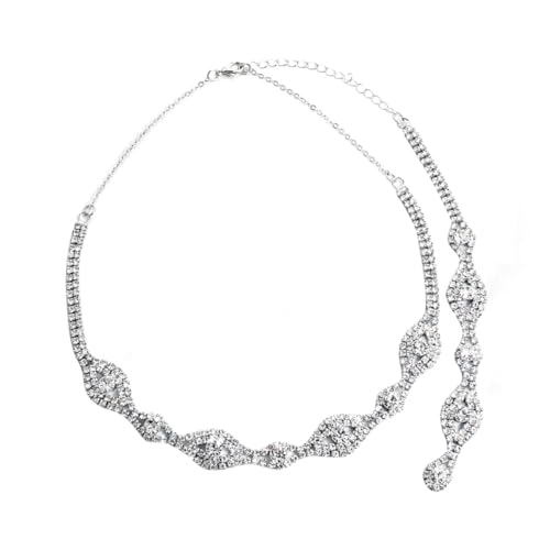 LIGIGWASH Silberne Braut Halskette mit Kristallanhänger und Quaste Stilvolle Rückenkette für Damen Modischer Schmuck für Hochzeit Party und Besondere Anlässe von LIGIGWASH