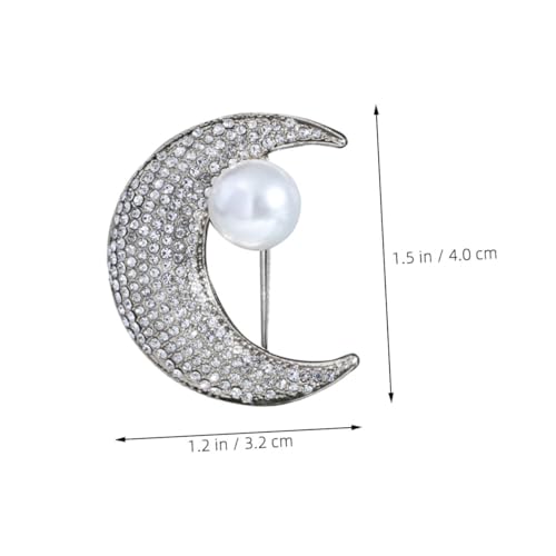 LIGIGWASH Silberne Mondbrosche mit Funkelnden Strasssteinen Perlenhalbbogen Anstecknadel für Damen Minimalistisches Design Anti exposure Fixierung Stilvolle Schmuck dekoration für Kleidung von LIGIGWASH