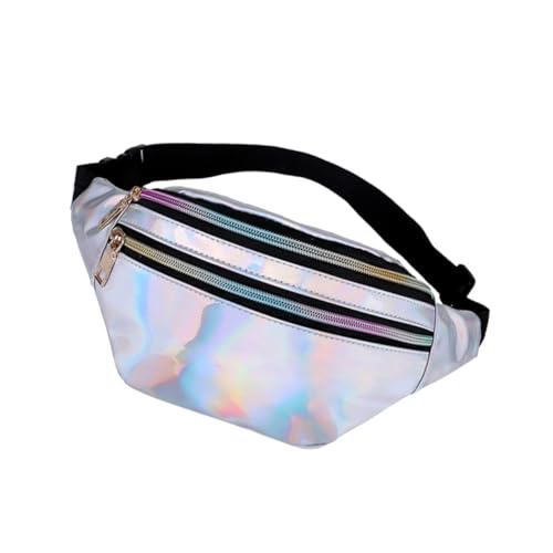 LIGIGWASH Silberne Multifunktionale Bauchtasche Damen Modisch Vielseitig Tragbar Diebstahlschutz Hüfttasche mit Crossbody Design für Reisen Wandern Alltag Kompakt und Stilvoll von LIGIGWASH