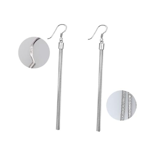 LIGIGWASH Silberne Ohrhänger mit Langen Quasten Modisch Plattiert Sechsfacher Draht Design Auffällige Lange Tropfenohrringe Leicht zu Tragen Perfektes für Damen von LIGIGWASH