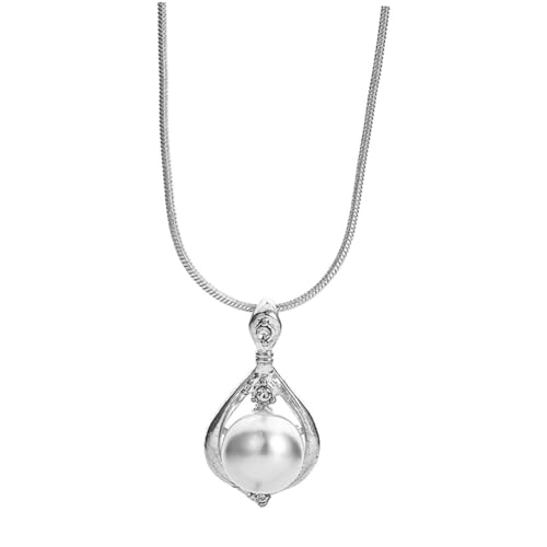 LIGIGWASH Silberne Perlenanhänger Halskette Damen Modischer Tropfen perlenanhänger Langlebige Legierung Vielseitiger Schmuck für Hochzeit Party Alltag für Freundin und Frau von LIGIGWASH