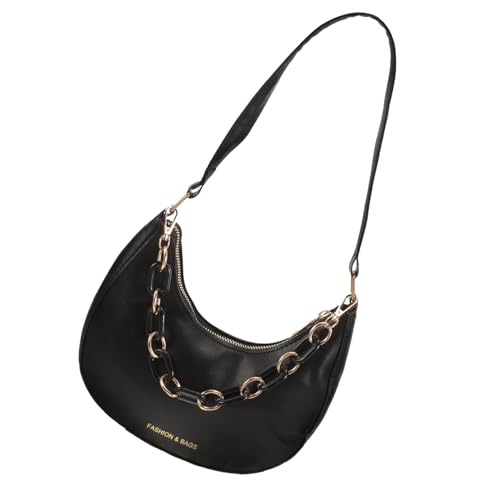 LIGIGWASH Single shoulder Bag Damen Vintage Umhängetasche mit Kette Moderate Kapazität Vielseitig für Alltag Party Shopping Langlebiges Material Komfortabel und Stilvoll in Schwarz von LIGIGWASH