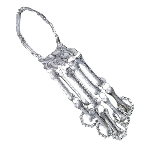 LIGIGWASH Skull Fingers Armband Metall Skelett Hand Schmuck Punk Armkette Damen Herren Halloween Accessoire Modisch Auffällig von LIGIGWASH