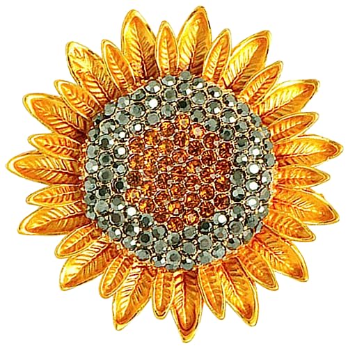 LIGIGWASH Sonnenblume Strass Brosche Anstecknadel Für Damen Elegante Blumen Pin Als Modisches Accessoire Für Festlichkeiten Hochzeiten Und Alltag Schmuckstück von LIGIGWASH