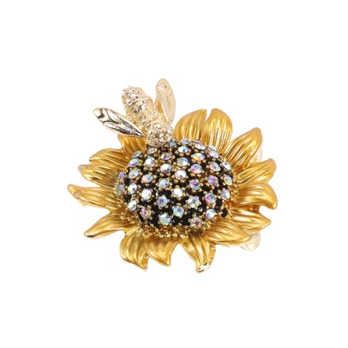 LIGIGWASH Sonnenblumen Brosche mit Strass Modische Blüten Anstecknadel für Damen Vielseitig Tragbar als Kleid oder Schal Accessoire Einfach zu Befestigen für Festliche Anlässe und von LIGIGWASH