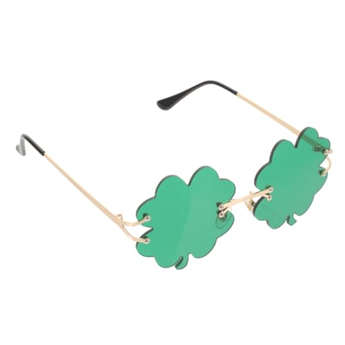 LIGIGWASH St Patricks Day Sonnenbrille Damen Party Sonnenbrille mit Vierblättrigem Kleeblatt Metalldesign Grün Leichte und Langlebige Uv Schutzbrille für Fasching und Alltag von LIGIGWASH
