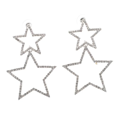 LIGIGWASH Star Ohrringe Damen Dangle mit Funkelnden Strasssteinen Filigrane Hohlraum Sterne Modische Ohrhänger für Frauen und Mädchen Eleganter Schmuck für Alltag und Party von LIGIGWASH