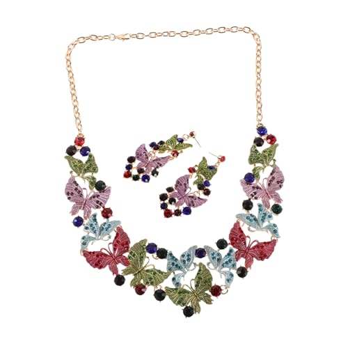 LIGIGWASH Statement Schmuckset Damen Schmetterling Halskette und Ohrringe mit Farbigen Kristallen für Hochzeiten Bankette und Festliche Anlässe Hypoallergen von LIGIGWASH