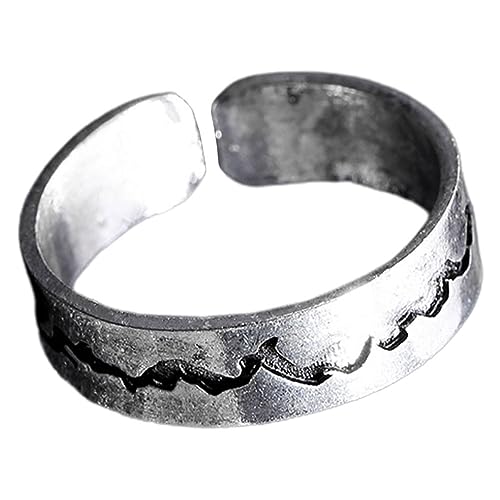 LIGIGWASH Stilvoller Verstellbarer Fingerring mit Leuchtendem Blauen Crack design Modisches Antikes Silber Kreativer Noctilucent Ring Geeignet als Besonderes Geschenk für Damen von LIGIGWASH