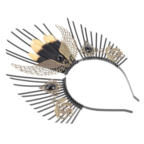 LIGIGWASH Stilvolles Stirnband Für Damen Gothik Kopfschmuck Schwarzes Haarband Für Festivals Selbstgemacht Party Accessoire Göttinnen Stirnband Für Cosplay Und Besondere Anlässe von LIGIGWASH