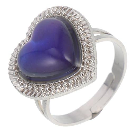 LIGIGWASH Stimmungsring für Frauen Verstellbarer Herz Gemstein Ring Farbwechsel bei Temperaturveränderung für und Tägliche Anlässe Leicht und Kreativ Perfektes für Freundinnen von LIGIGWASH