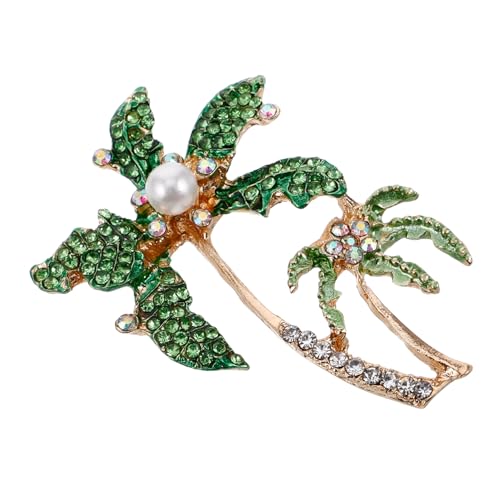 LIGIGWASH Strahlende Coconut Palm Brosche mit Funkelnden Strasssteinen Modische Anstecknadel aus Legierung Elegantes Schmuckaccessoire für Damen und Mädchen Vielseitig für Alltag und von LIGIGWASH