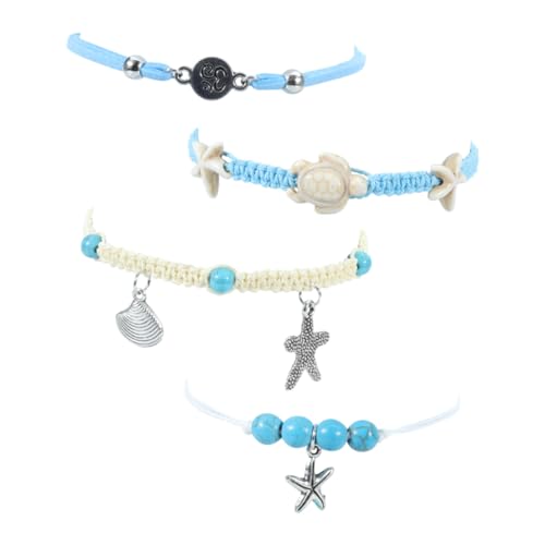 LIGIGWASH Strand Fußkettchen Damen Wasserdichtes Ankle Bracelet mit Perlen Boho Stil Sommer Schmuck für Party Hochzeit Alltag von LIGIGWASH