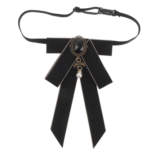 LIGIGWASH Strass-fliege Für Damen Vorgebunden Mit Perlen Und Schleifen Uniform-krawatte Aus Stoff Und Zinklegierung Bezauberndes Accessoire Für Verschiedene Anlässe von LIGIGWASH