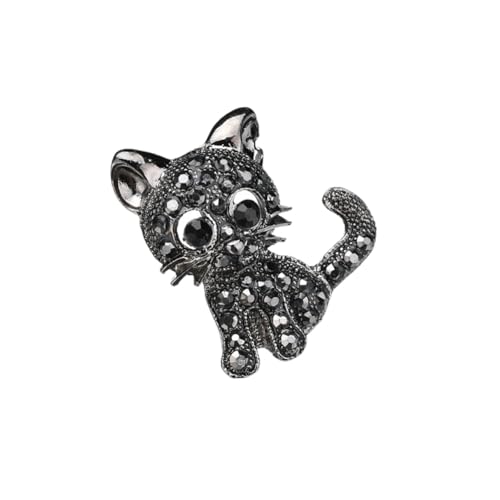 LIGIGWASH Strassbesetzte Katzenbrosche Modischer funkelnder Anstecker Dekorativer Tier pin für Kleidung Taschen Jacken Vielseitiger Schmuck für Damen und Mädchen von LIGIGWASH
