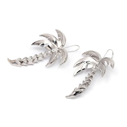 LIGIGWASH Stylische Silberne Ohrringe mit Kokosnussbaum design Modische Hängende Ohrhänger Casual Schmuck für Damen und Mädchen Trendiger Party Ohrschmuck Langlebiges Legierungsmaterial von LIGIGWASH