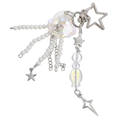 LIGIGWASH Süßer Schlüsselanhänger mit Quallen und Stern Anhänger Leichte Perlen Taschenanhänger für Damen Dekorativer Rucksack und Geldbeutel Charm Kreativer Schmuck für Schlüssel und von LIGIGWASH