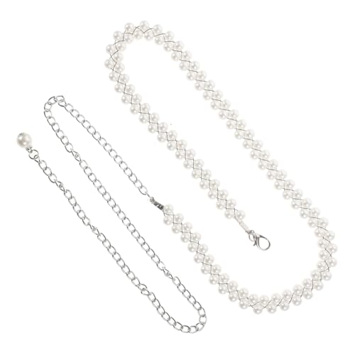 LIGIGWASH Taillenkette Damen Silber mit Imitationsperlen Verstellbar Metallgürtel für Bauch und Körperdekoration Modisch für Strandparty Fest und Alltag Geeignet von LIGIGWASH