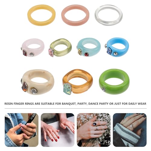 LIGIGWASH Teiliges Kreative Resin Fingerringe Geometrische Transparente Acrylringe Modische Unisex Schmuckstücke Bequem und Langlebig Vielseitig Tragbar für Alltag und Besondere Anlässe von LIGIGWASH