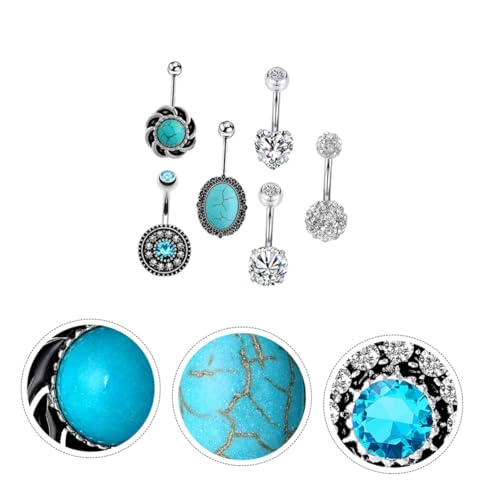 LIGIGWASH Teiliges Nabelpiercing aus Hautfreundlichem Edelstahl mit Zirkonia und Türkis Allergikerfreundlich Polierte Oberfläche Modischer Bauchnabelschmuck für Damen und Herren von LIGIGWASH