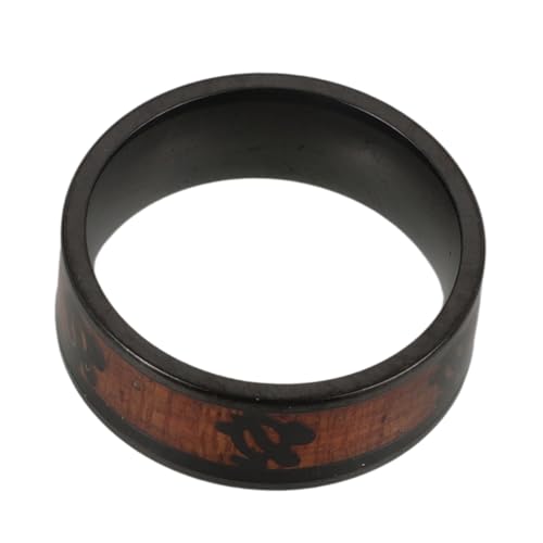 LIGIGWASH Titanstahl Herrenring mit Holzmaserung Schwarzer Verstellbarer Finger Turtle Moderner Schmuck für Langlebig und Modisch von LIGIGWASH