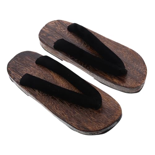 LIGIGWASH Traditionelle Japanische Herren Holzclogs aus Gebranntem Paulownia Runde Zehen Langlebige Indoor sandalen Ergonomisch Bequem Minimalistisches Design von LIGIGWASH