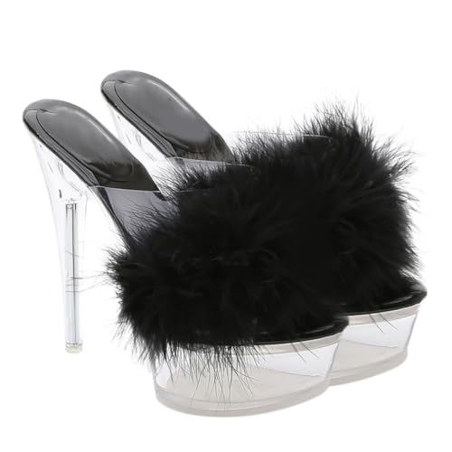 LIGIGWASH Transparente Damen High Heel Sandalen mit Dünnem Absatz Pantoletten für Mädchen Outdoor Slipper Luftige Sommerschuhe Geschenkidee von LIGIGWASH