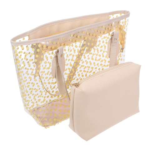 LIGIGWASH Transparente Tote Bag Damen mit Reißverschluss Große Kapazität PU Material Schultertasche Leichte Strandhandtasche mit Innenetui Beige Gepunktetes Design für Sommer und Alltag LIGIGWASH Transparente Tote Bag Damen mit Reißverschluss Große Kapazität PU Material Schultertasche Leichte Strandhandtasche mit Innenetui Beige Gepunktetes Design für Sommer und Alltag von LIGIGWASH