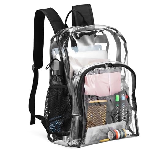 LIGIGWASH Transparenter PVC Rucksack Groß Robust mit Vielseitigen Fächern für Schule Stadion Events und Arbeit Unisex Klarer Daypack Strapazierfähig Modisch für Herren und Mädchen von LIGIGWASH