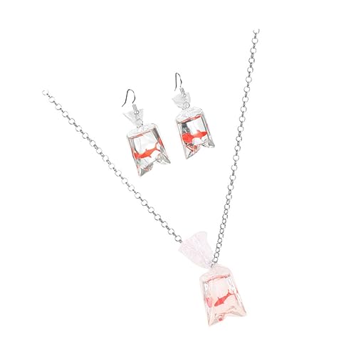 LIGIGWASH Transparentes Fisch Anhänger Schmuckset Resin Teiliges Kette und Ohrring Kreative Karpfenform Langlebig und Wasserfest Modischer Modeschmuck für Damen Geschenkidee zu Besonderen von LIGIGWASH