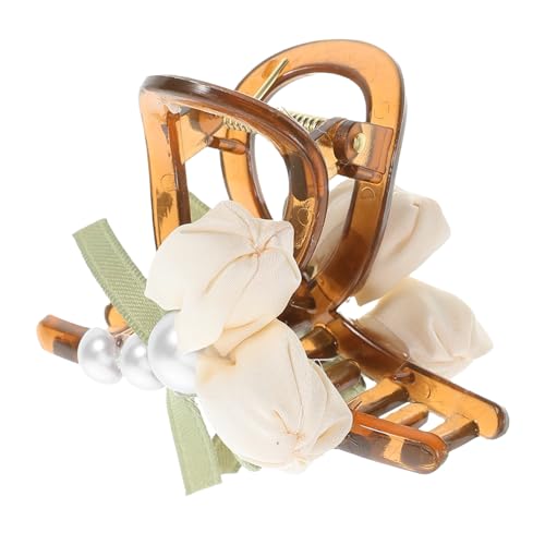 LIGIGWASH Tulpen Haarklammer Damen Beige Stoff Haarklammer Rutschfester Krallenclip Robust Leicht Für Hochzeit Valentinstag Ponytail Frisuren Haarschmuck Alltag Events von LIGIGWASH