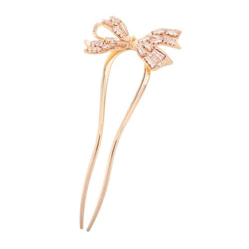 LIGIGWASH U Förmige Haarnadel mit Strasssteinen Chinesischer Haarschmuck für Damen Haargabel als Haarklammer für Dutts und Hochsteckfrisuren Vintage Haarnadel mit Schleifen Design Goldener von LIGIGWASH