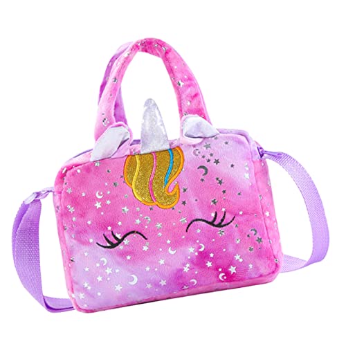 LIGIGWASH Einhorn-plüschtasche Mit Verstellbarem Schultergurt Geräumige Cartoon-Einhorn-umhängetasche Für Mädchen Dekorative Tasche Aus Plüsch Für Junge Mädchen von LIGIGWASH