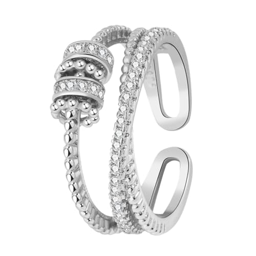 LIGIGWASH Verstellbarer Damenring aus Offener Drehbarer Fingerring in Platinfarbe Modischer Hautfreundlicher Ring für Alltag Hochzeit und Besondere Anlässe von LIGIGWASH