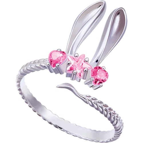LIGIGWASH Verstellbarer Damenring mit Offenem Bunny ohr design Süßer Schmuck für Frauen und Mädchen Modischer Ring für Mutter zu Geburtstag Ostern Alltag Eleganter Fingerreifen von LIGIGWASH