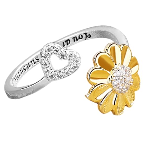 LIGIGWASH Verstellbarer Damenring mit Offener Sonnenblume Modischer Schmuck aus Langlebiger Legierung Elegant für Alltag Party Hochzeit und Besondere Anlässe von LIGIGWASH