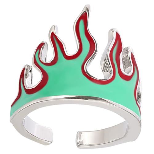 LIGIGWASH Verstellbarer Flammenring aus Langlebigem Metall Kreativer Hip Hop Schmuck für Damen und Herren Leichter Offener Fingerring mit Einzigartigem Design für Alltag und Party von LIGIGWASH