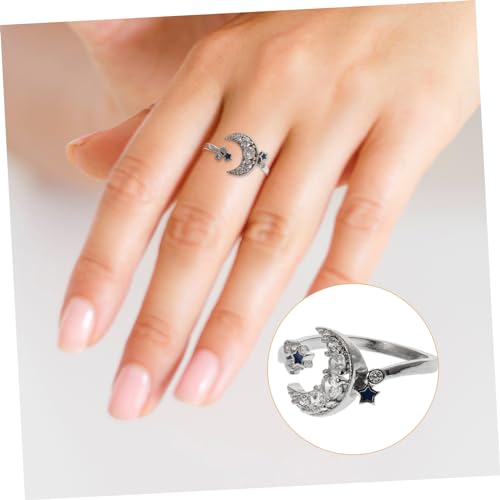 LIGIGWASH Verstellbarer Katzenring Mondsichel Design Modischer Kleiner Damenring Süßes Hautfreundliches Schmuckaccessoire für Alltag und Festtage von LIGIGWASH