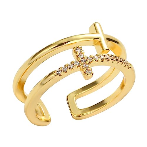 LIGIGWASH 1stück Rhinestone Kreuzring Für Verstellbarer Offener Religiöser Schmuck Für Gebet Geburtstag Geschenkideen Für Und Familie von LIGIGWASH