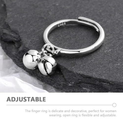 LIGIGWASH Verstellbarer Offener Damenring mit Doppelter Glocke Metallischer Schmuck Kreativer Einstellbarer Ball Bell Ring für Alltag Festival und Party Modisches Geschenk für Frauen von LIGIGWASH