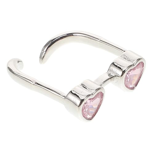 LIGIGWASH Verstellbarer Offener Fingerring mit Rosa Herz Modisches Eyeglasses Schmuckstück für Damen Kreatives Design Stilvoller Index Finger Schmuck von LIGIGWASH