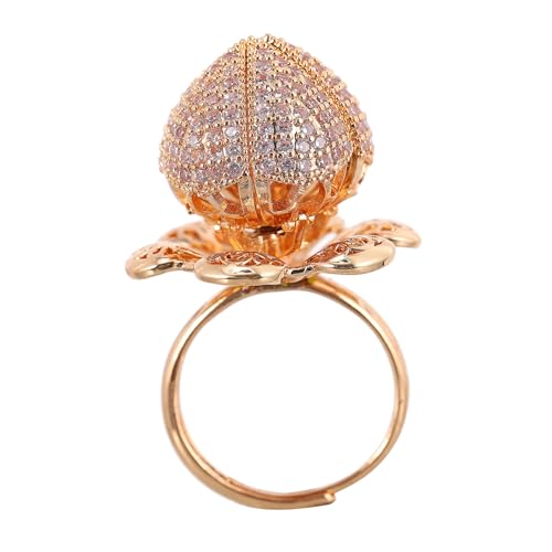 LIGIGWASH Verstellbarer Offener Rosering mit Funkelnden Kristallen Modischer Damenring in Gold Feines Schmuckstück für Besondere Anlässe und Stilvolle Alltagsmode von LIGIGWASH